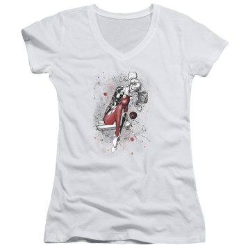 Harley Quinn Harley Sketch - Juniors V-Neck T-Shirt Juniors V-Neck T-Shirt Harley Quinn