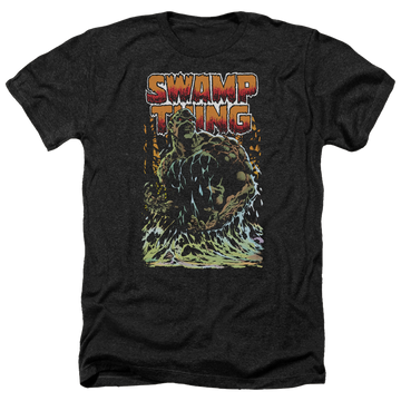 Charcoal men's heather t-shirt with DC Comics Justice League Swamp Thing graphic
