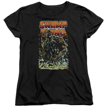 Black women's t-shirt with DC Comics Justice League Swamp Thing graphic