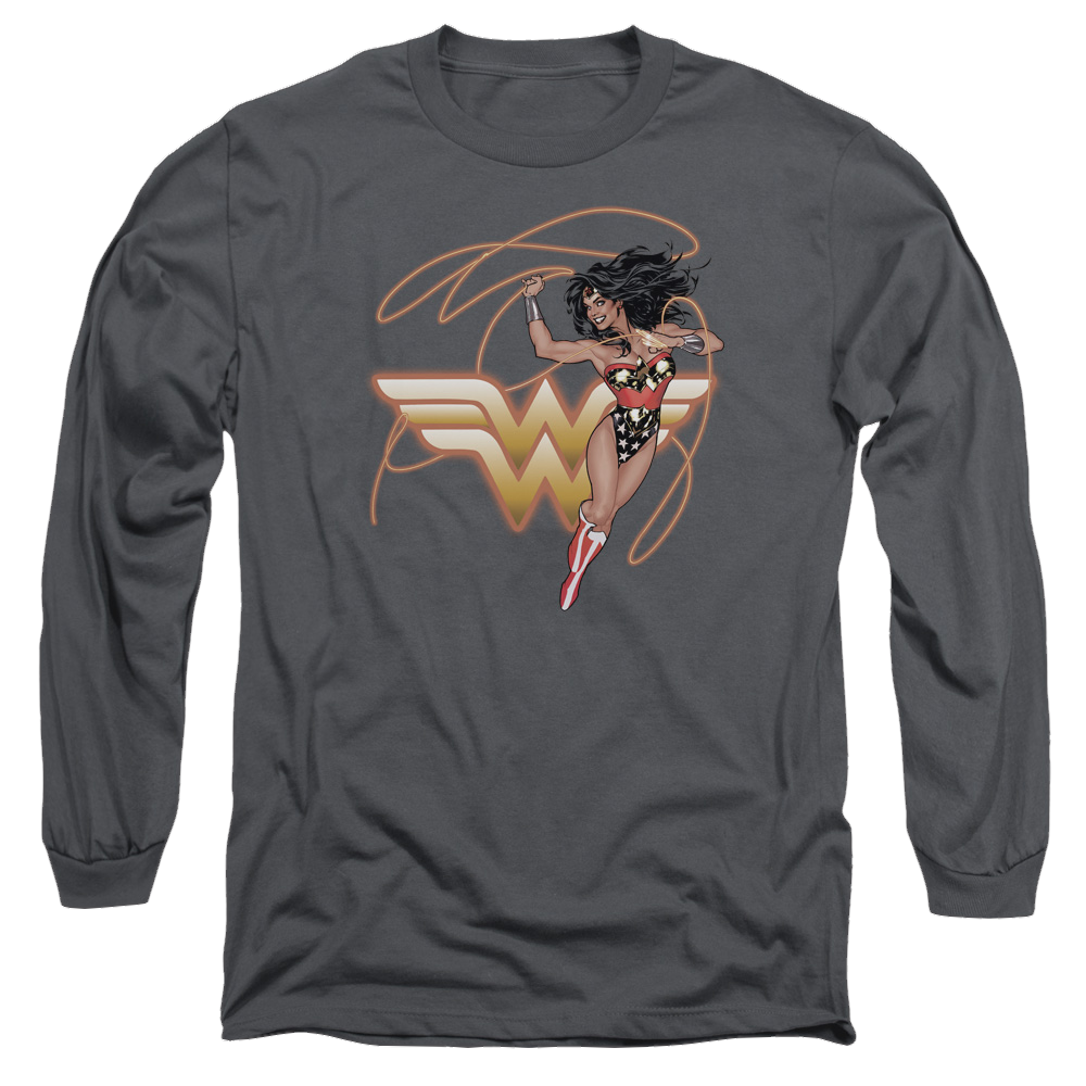 Justice League Glowing Lasso Men's Long Sleeve T-Shirt Men's Long Sleeve T-Shirt Wonder Woman