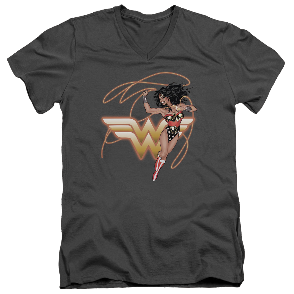 Justice League Glowing Lasso Men's V-Neck T-Shirt Men's V-Neck T-Shirt Wonder Woman