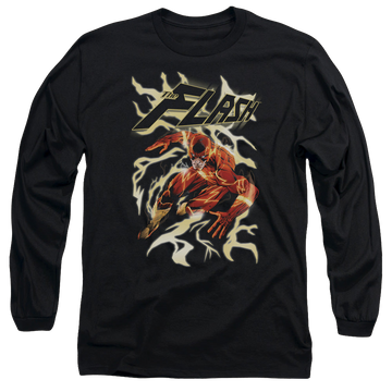 Black men's long sleeve t-shirt with The Flash Electric Run graphic
