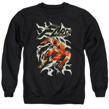 Black men's crewneck sweatshirt with The Flash Electric Run graphic
