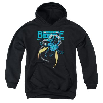 Black youth hoodie for ages 8 to 12 with DC Comics More DC Characters Blue Beetle graphic