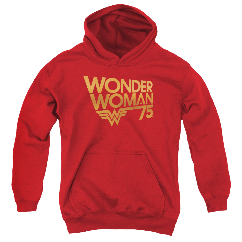 Wonder Woman Wonder Woman 75Th Anniversary Gold Logo - Youth Hoodie Youth Hoodie (Ages 8-12) Wonder Woman