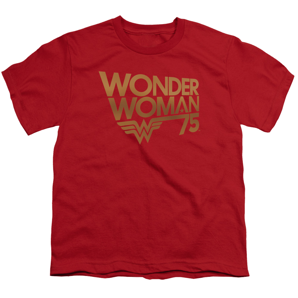 Wonder Woman Wonder Woman 75Th Anniversary Gold Logo - Youth T-Shirt Youth T-Shirt (Ages 8-12) Wonder Woman