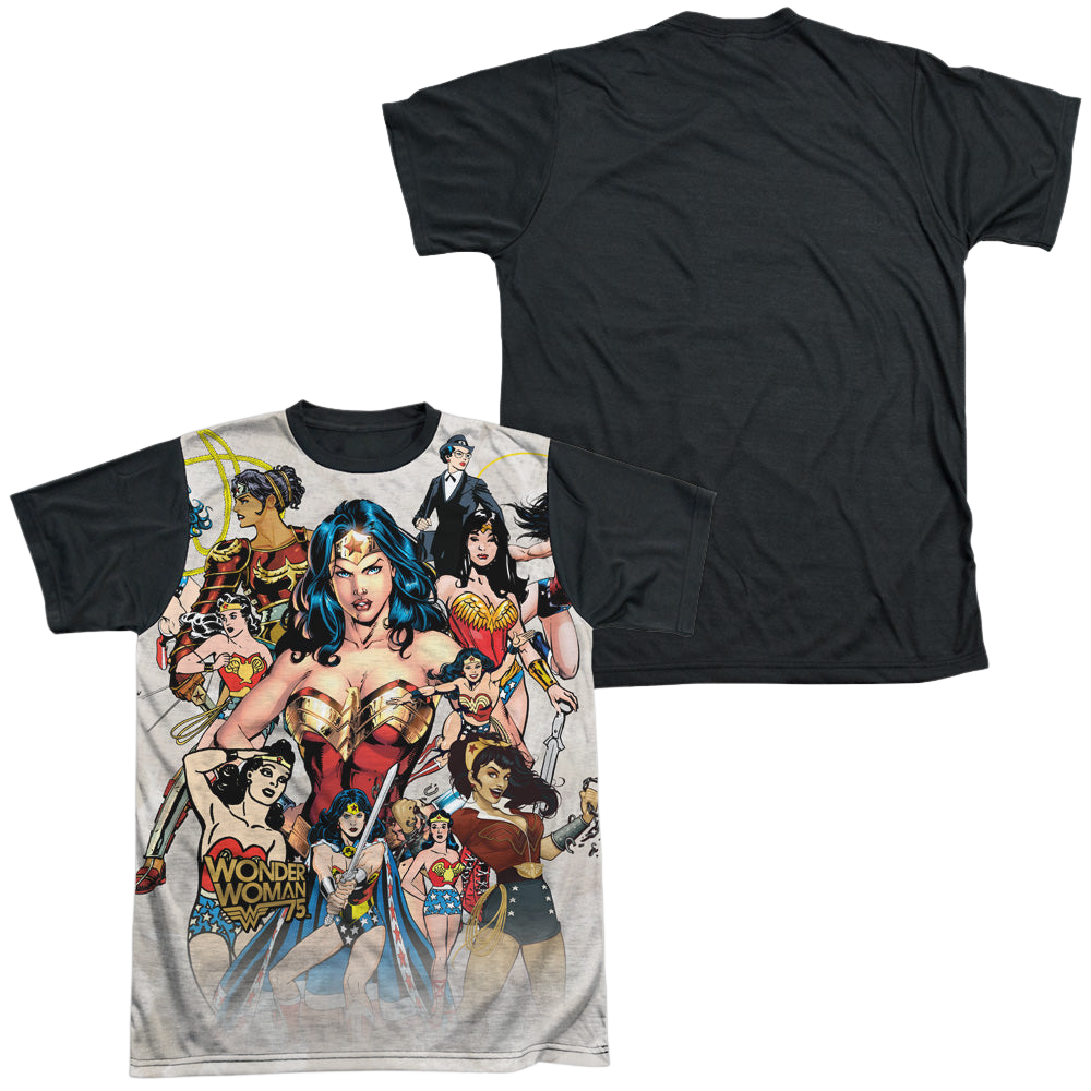 Wonder Woman 75Th Collage - Men's Black Back T-Shirt Men's Black Back T-Shirt Wonder Woman