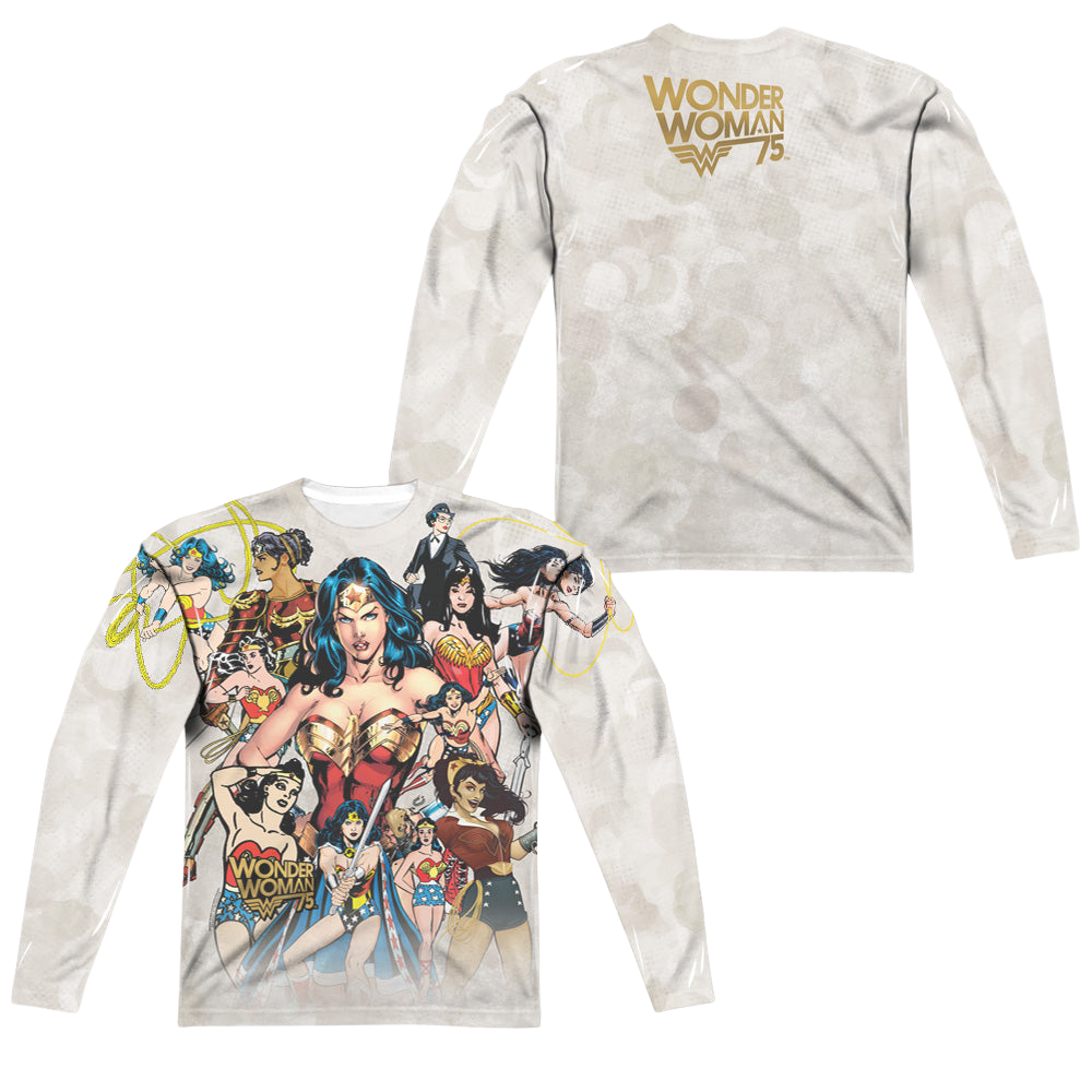 Wonder Woman 75Th Collage (Front/Back Print) - Men's All-Over Print Long Sleeve Men's All-Over Print Long Sleeve Wonder Woman