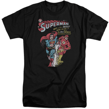 Black men's tall fit t-shirt with The Flash Fastest graphic