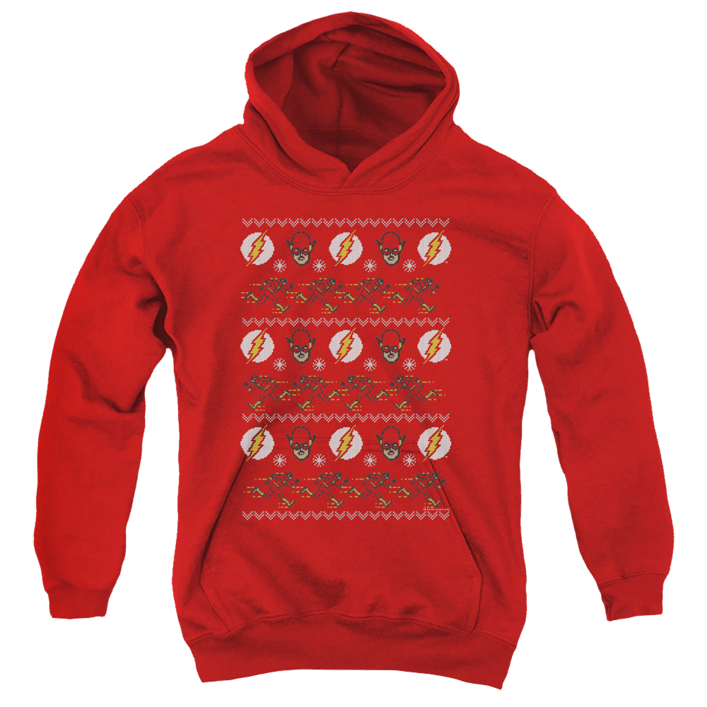 Flash, The The Flash Ugly Christmas Sweater - Youth Hoodie Youth Hoodie (Ages 8-12) The Flash