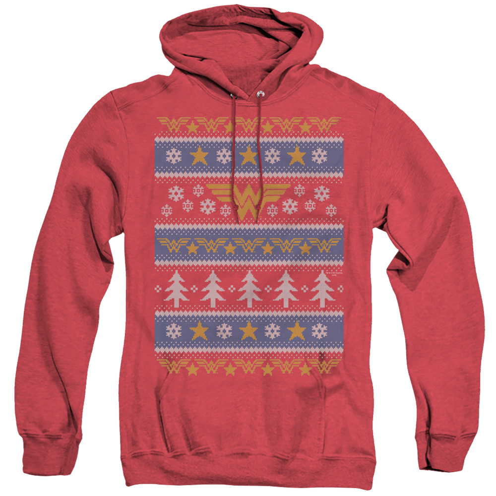 Wonder Woman Wonder Woman Christmas Sweater - Heather Pullover Hoodie Heather Pullover Hoodie Wonder Woman