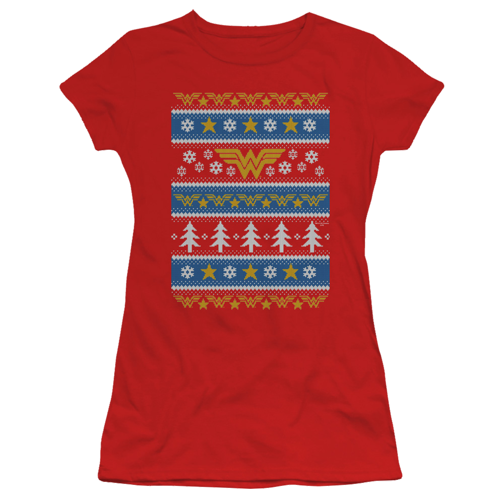 Wonder Woman Wonder Woman Christmas Sweater - Juniors T-Shirt Juniors T-Shirt Wonder Woman