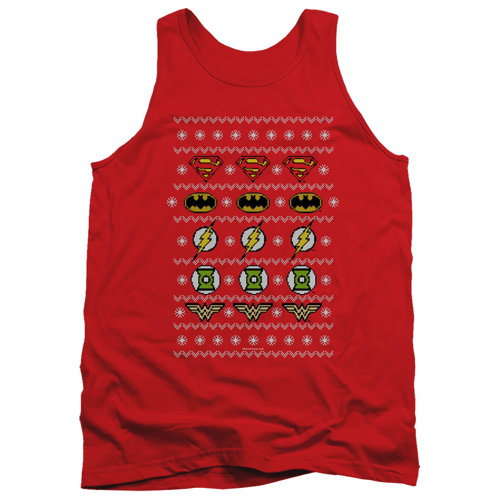 Justice League Justice Shields Christmas Sweater - Men's Tank Top Men's Tank Justice League