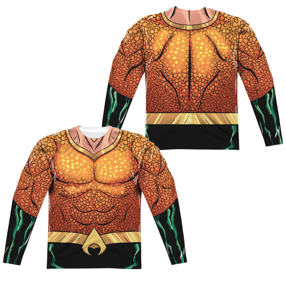 Aquaman Aquaman Rebirth Uniform (Front/Back Print) - Men's All-Over Print Long Sleeve Men's All-Over Print Long Sleeve Aquaman