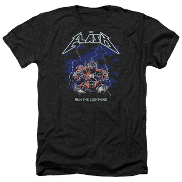 Charcoal men's heather t-shirt with The Flash Run The Lightning graphic