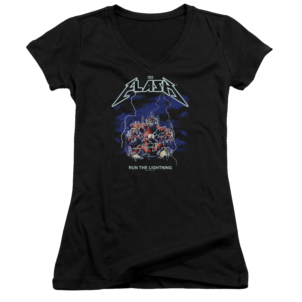 Flash, The Run The Lightning - Juniors V-Neck T-Shirt Juniors V-Neck T-Shirt The Flash