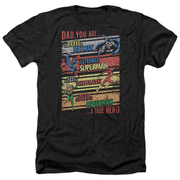 Charcoal men's heather t-shirt with Wonder Woman Justice League A True Hero graphic