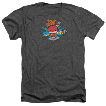 Charcoal men's heather t-shirt with The Flash Too Slow graphic