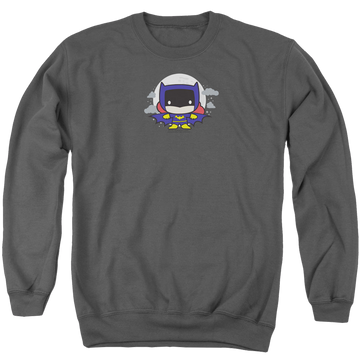 Charcoal men's crewneck sweatshirt with Batman Batgirl Chibi graphic