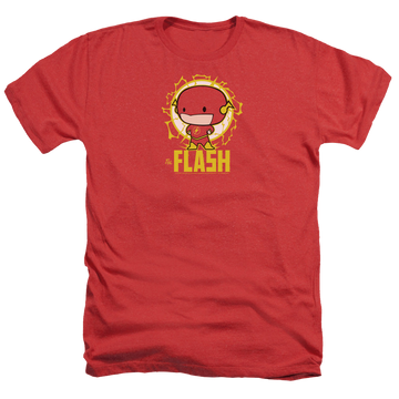 Red men's heather t-shirt with Flash Chibi graphic