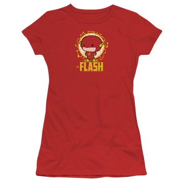 Red juniors t-shirt with Flash Chibi graphic