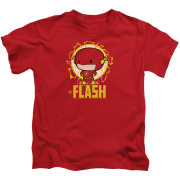 Red kid's t-shirt for ages 4 to 7 with Flash Chibi graphic