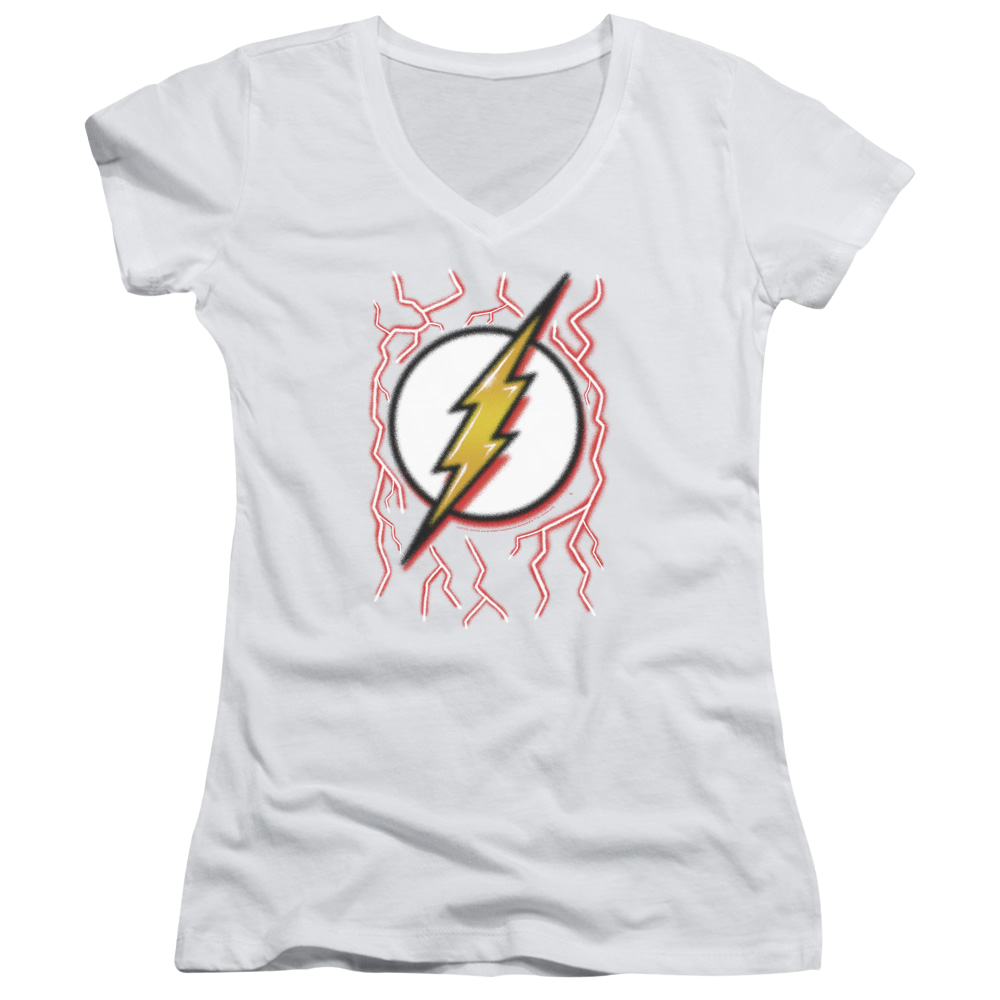 Flash, The Airbrush Bolt - Juniors V-Neck T-Shirt Juniors V-Neck T-Shirt The Flash