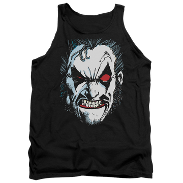Black men's tank with Lobo Justice League In Lo Face graphic