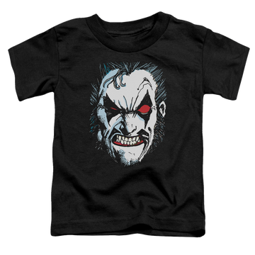 Black toddler t-shirt with Lobo In Lo Face graphic