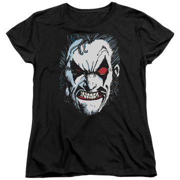 Black women's t-shirt with Lobo Justice League In Lo Face graphic