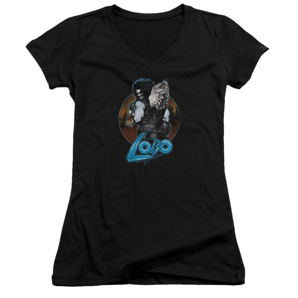 Justice League Gut Rot Juniors V-Neck T-Shirt Juniors V-Neck T-Shirt Lobo