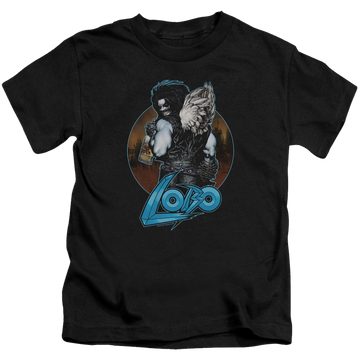 Black kid's t-shirt for ages 4 to 7 with Lobo Gut Rot graphic