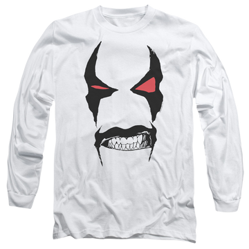 White men's long sleeve t-shirt with Justice League Lobo Face graphic