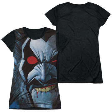 Justice League Bit Lip Juniors Black Back T-Shirt Juniors Black Back T-Shirt Lobo
