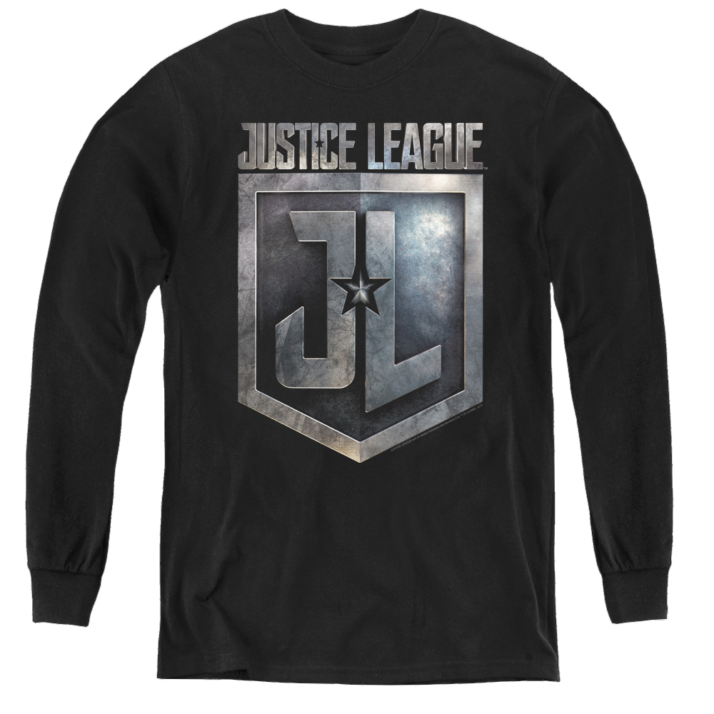 Justice League Movie Shield Logo - Youth Long Sleeve T-Shirt Youth Long Sleeve T-Shirt Justice League