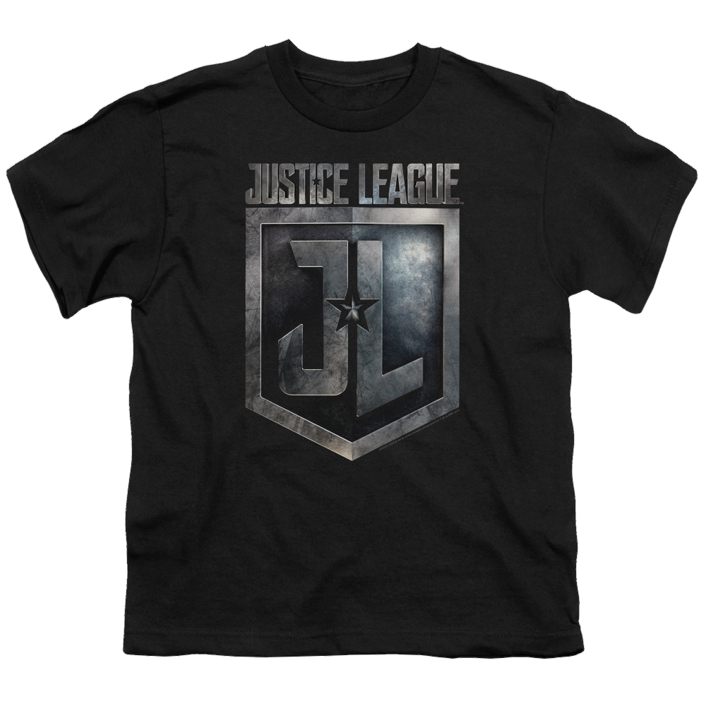 Justice League Movie Shield Logo - Youth T-Shirt Youth T-Shirt (Ages 8-12) Justice League