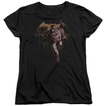 Black women's t-shirt with Justice League Caped Crusader graphic