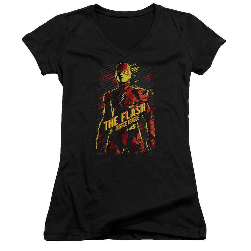 Justice League The Flash Juniors V-Neck T-Shirt Juniors V-Neck T-Shirt Justice League