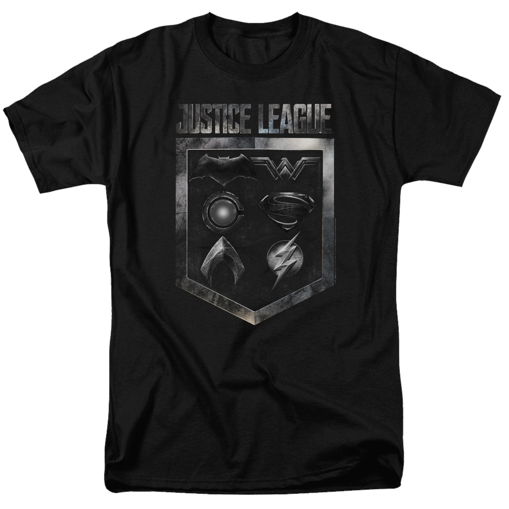Justice League Shield Of Emblems Men's Regular Fit T-Shirt Men's Regular Fit T-Shirt Justice League
