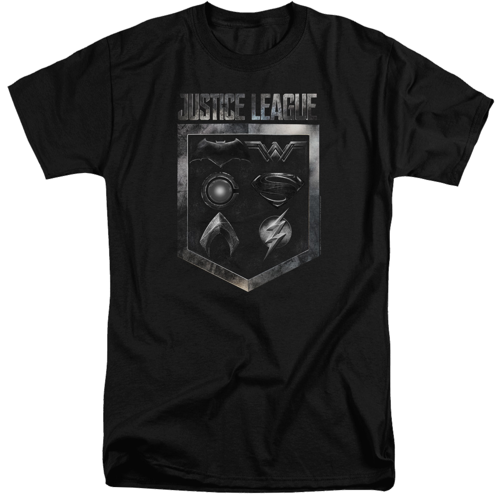 Justice League Shield Of Emblems Men's Tall Fit T-Shirt Men's Tall Fit T-Shirt Justice League