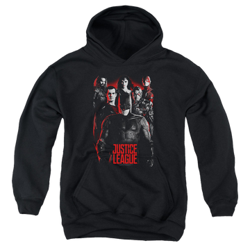 Black youth hoodie for ages 8 to 12 with Justice League Movie The League graphic