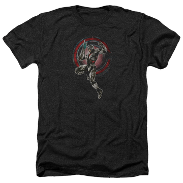 Charcoal men's heather t-shirt with Justice League Movie Cyborg graphic