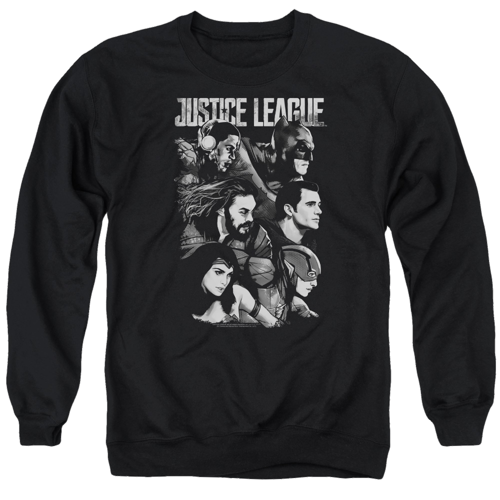 Justice League Pushing Forward Men's Crewneck Sweatshirt Men's Crewneck Sweatshirt Justice League