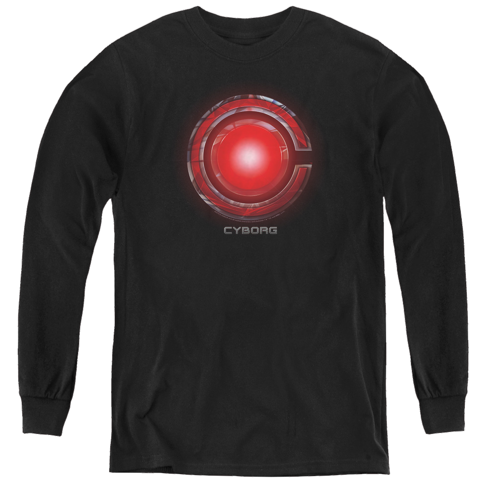 Justice League Movie Cyborg Logo - Youth Long Sleeve T-Shirt Youth Long Sleeve T-Shirt Justice League