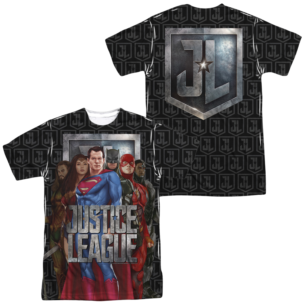 Justice League Movie The League (Front/Back Print) - Men's All-Over Print T-Shirt Men's All-Over Print T-Shirt Justice League