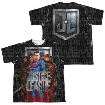 Justice League Movie The League (F/B) youth all-over print t-shirt for ages 8 to 12