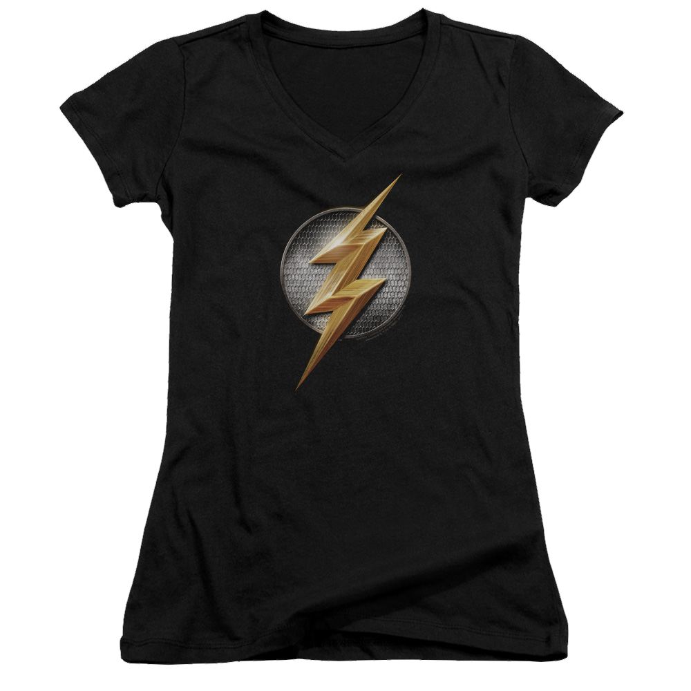Justice League Flash Logo Juniors V-Neck T-Shirt Juniors V-Neck T-Shirt Justice League