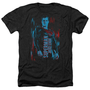 Charcoal men's heather t-shirt with Justice League Superman graphic