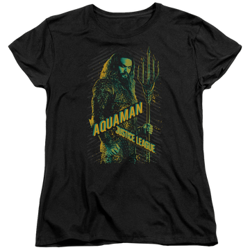Black women's t-shirt with Justice League Aquaman graphic