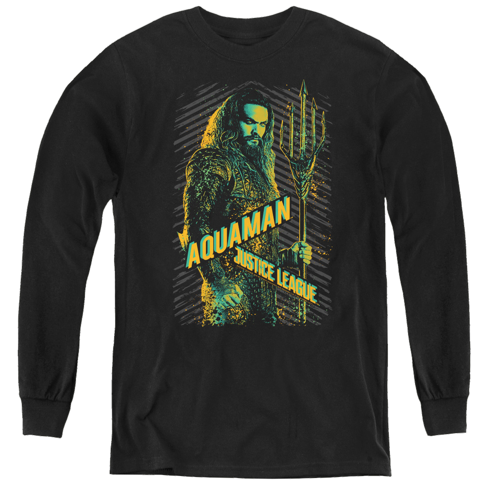 Justice League Movie Aquaman - Youth Long Sleeve T-Shirt Youth Long Sleeve T-Shirt Justice League